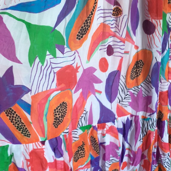 Oliphant ruffle neck maxi dress in papaya floral print M - Picture 5 of 13